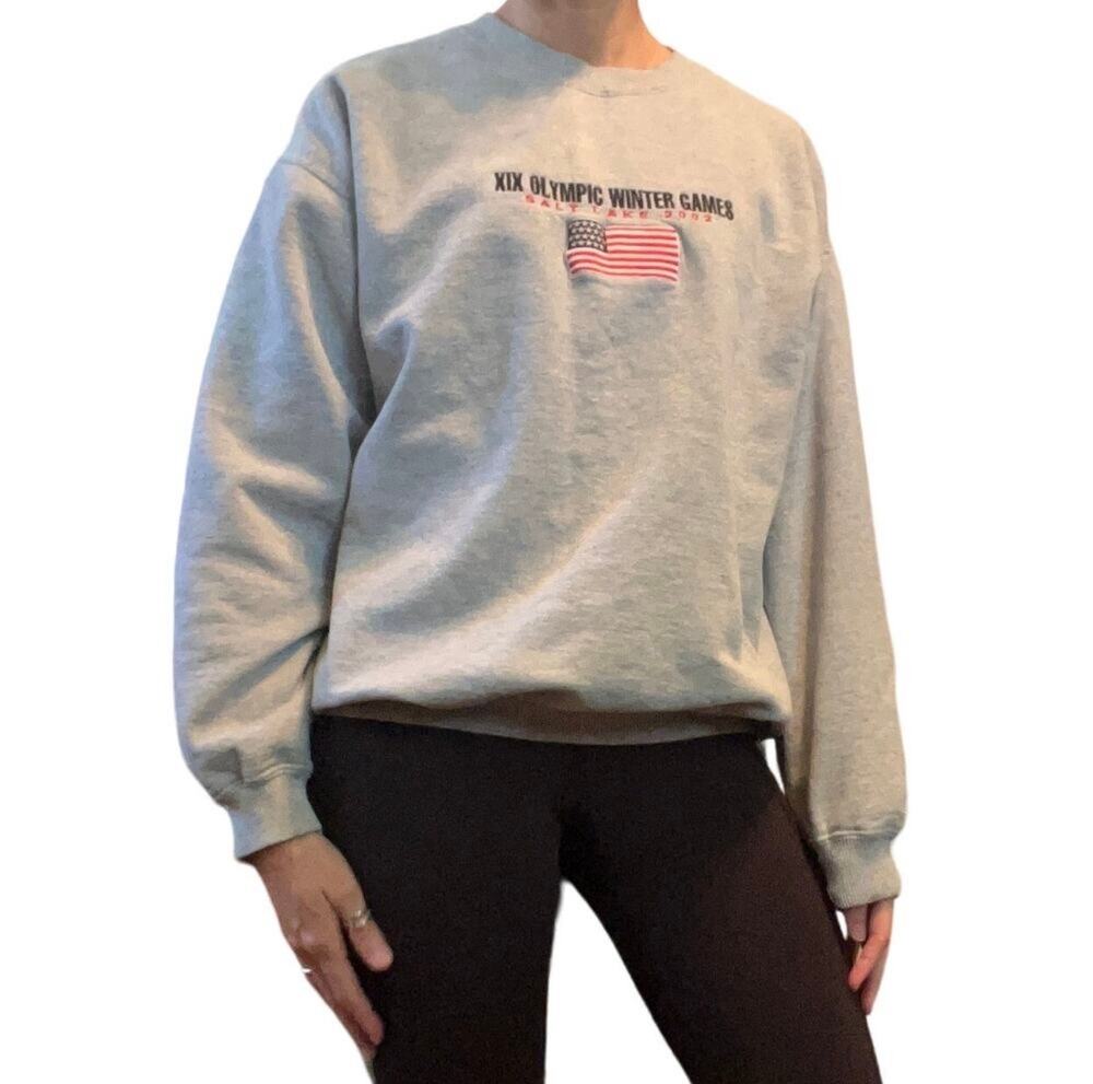 Vintage 2002 Salt Lake City Winter XIX Olympics Crewneck Sweatshirt, Gray, Large